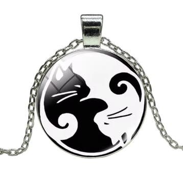 Fako Bijoux - Ketting - Cabochon - Yin Yang - Poezen -, Verzenden