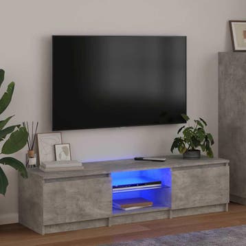vidaXL Tv-meubel met LED-verlichting 140x40x36 cm betongrijs, Verzenden, Nieuw