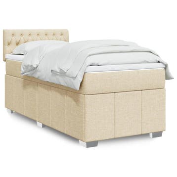 vidaXL Boxspring met matras stof crèmekleurig 100x200 cm, Verzenden, Nieuw