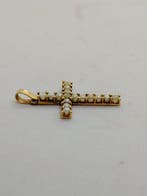 Pendentif en forme de croix - 18 carats Or jaune Perle