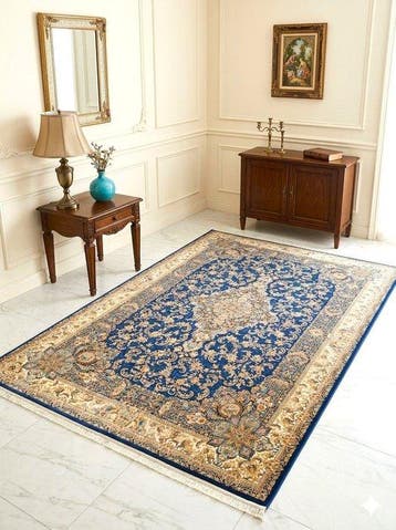 Tapis en soie premium - bleu marine profond - tapis de