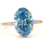 Ring - 18 karaat Geel goud - 4.47ct. tw. Blauw Diamant