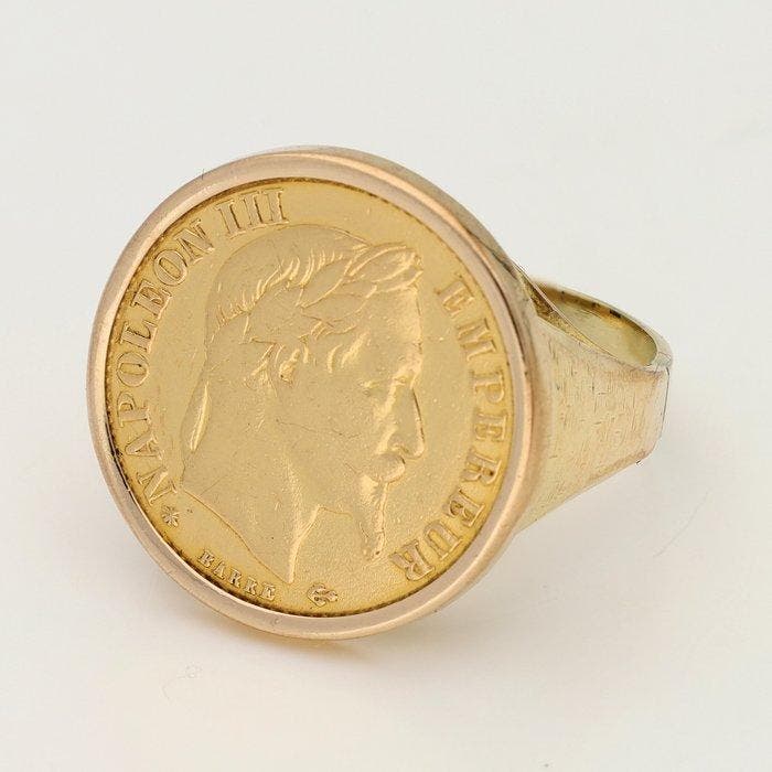 Ring - 18 karaat Geel goud - Muntring, Handtassen en Accessoires, Ringen