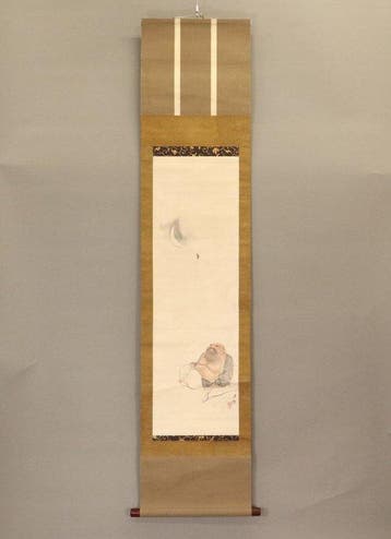 Ensemble de 2 kakemono japonais – Hotei, dieu de la bonne