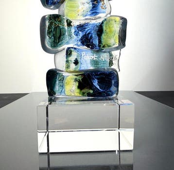 Maxence Parot - Vase - Sculpture unique couleurs émail et Or