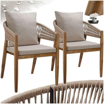Tuinstoel Manacor, ropedesign - zandkleur, Set van 2, Tuin en Terras, Verzenden, Nieuw