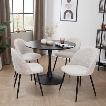 Stoelen bouclé - 2 stuks - Crème - Zithoogte 47 cm, Verzenden