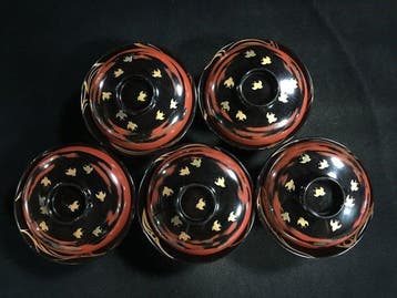 Wajima lacquerware / Japanese Vintage Wooden Bowl / Set of 5
