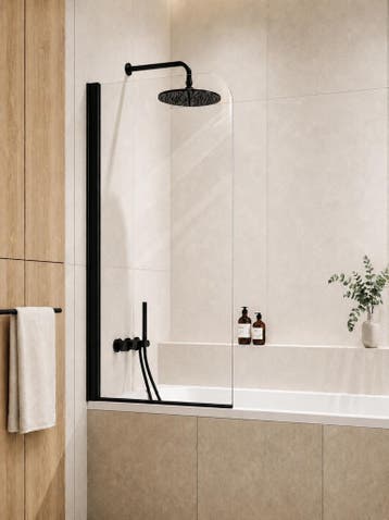 Badwand Torino 60 x 140 cm Zwart Badscherm Draaibaar 5 mm, Doe-het-zelf en Bouw, Verzenden, Nieuw