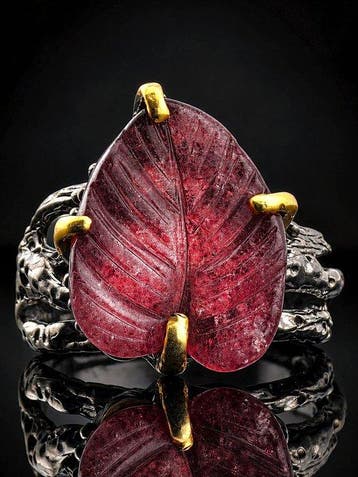 Bague en quartz fraise - argent sterling 925 - bijoux