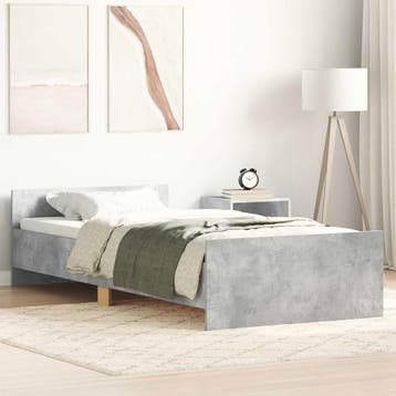 vidaXL Bedframe met hoofdeinde Betongrijs Bewerkt hout, Huis en Inrichting, Slaapkamer | Bedden, Verzenden, Nieuw