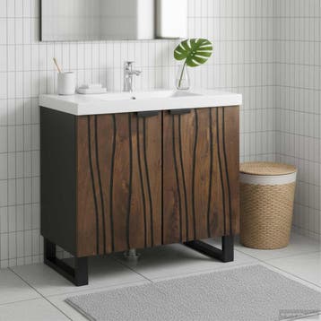 vidaXL Wastafel kabinet voor de badkamer Walnotenhout 62 x, Verzenden, Nieuw