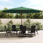 vidaXL Parasol met houten paal 400x273 cm groen, Tuin en Terras, Verzenden, Nieuw
