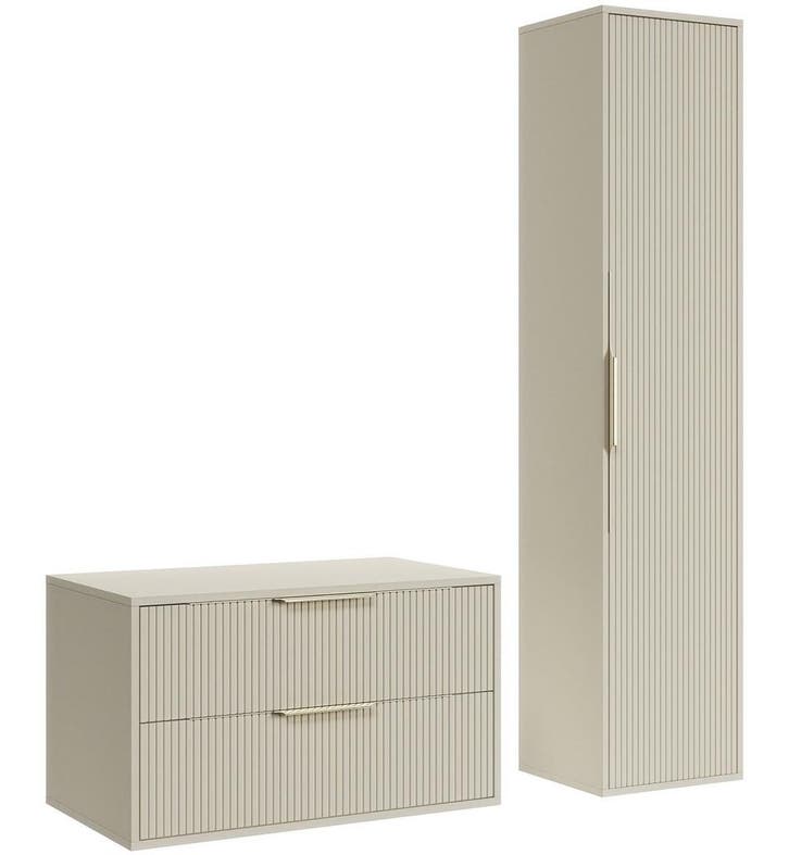 Wastafelkast Rimini 80 cm - Beige -  Badmeubel met Kolomkast, Huis en Inrichting, Badkamer | Badkamermeubels, Nieuw, Verzenden
