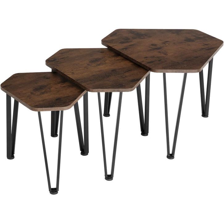 tectake Salontafel-set Torquay - Industrieel hout donker, ru, Maison & Meubles, Tables | Tables d'appoint, Envoi