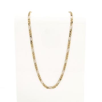 Bicolor gouden figaro schakelketting, Handtassen en Accessoires, Kettingen, Ophalen of Verzenden, Gebruikt, Goud, Goud