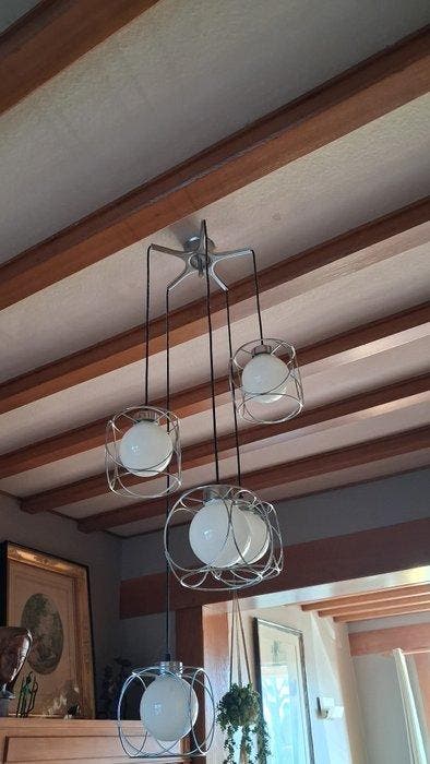 Massive - Plafondlamp - Metaal, Glas - Vintage retro luster, Antiquités & Art, Antiquités | Éclairage