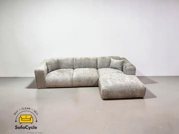 Hoekzetel grijs in bouclé, hoek R – overstock, Verzenden