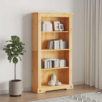 vidaXL Boekenkast grenenhout met 4 planken Corona-stijl, Verzenden