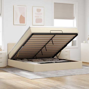 vidaXL Bed poef met matras en LEDs 180x200 cm stof, Verzenden