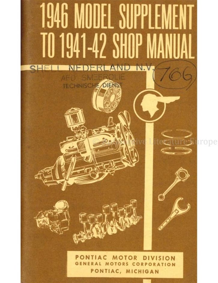 1946 SUPPLEMENT PONTIAC WERKPLAATSHANDBOEK 1941-42 ENGELS, Auto diversen, Handleidingen en Instructieboekjes