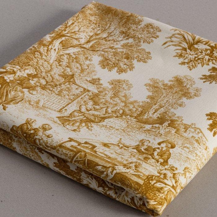 AA005 - Exclusief Toile de Jouy goudkleurig - Textiel - 300, Antiquités & Art, Tapis & Textile
