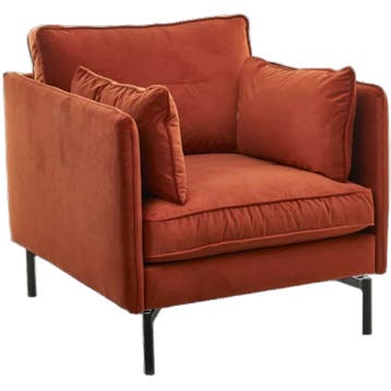 Polspotten Fauteuil Velvet Rust, Huis en Inrichting, Fauteuils, Verzenden, Zo goed als nieuw, Hollywood Regency, 75 tot 100 cm