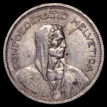Zwitserland. 5 Francs 1953 y 1954 (2 monedas) (Zonder