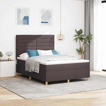 vidaXL LED Box Spring Bed met matras Donkerbruin 160 x 200, Verzenden, Nieuw