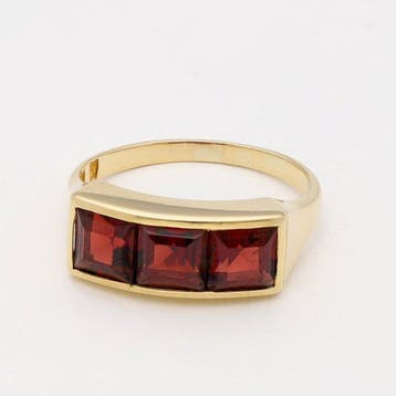 Bague - 18 carats Or jaune Grenat