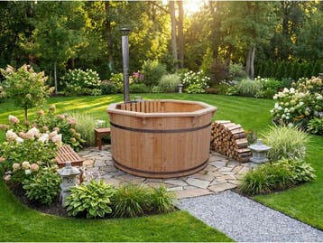 Veiling - Houten hottub met kachel incl. cover, Nieuw