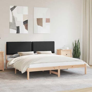 vidaXL Bedframe met Gevoerde Hoofdbord Zwart 180 x 200 cm, Verzenden