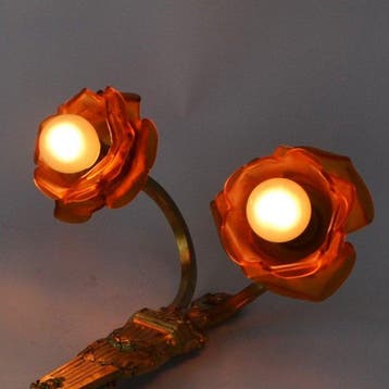 Wandlamp - Glas, verguld brons