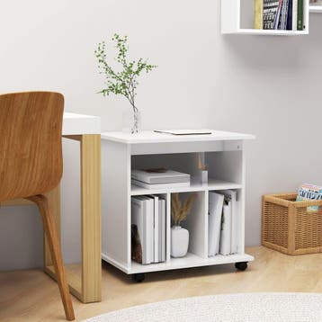 vidaXL Rolkast 60x45x60 cm bewerkt hout hoogglans wit, Verzenden, Nieuw