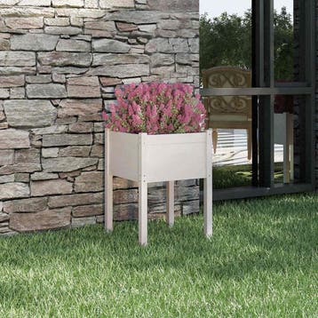 vidaXL Plantenbak 50x50x70 cm massief grenenhout wit, Tuin en Terras, Verzenden, Nieuw