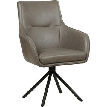 Leren draaibare eetkamerstoel Fancy - Granada Steel (grijs), Ophalen of Verzenden