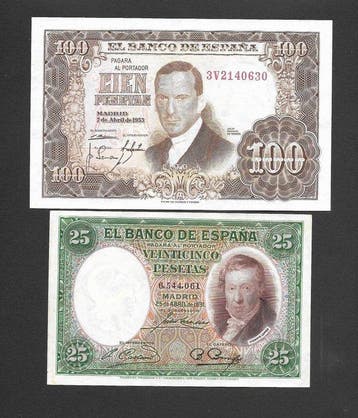 Spanje. - 9 Banknotes - various dates