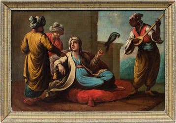 Venetian school (XVIII) - Oriental scene with figures in