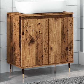 vidaXL Badkamerkast 58x33x60 cm bewerkt hout oud houtkleurig, Verzenden, Nieuw