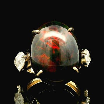 Bague - 14 carats Or jaune - 13.27ct. tw. Opale - Diamant