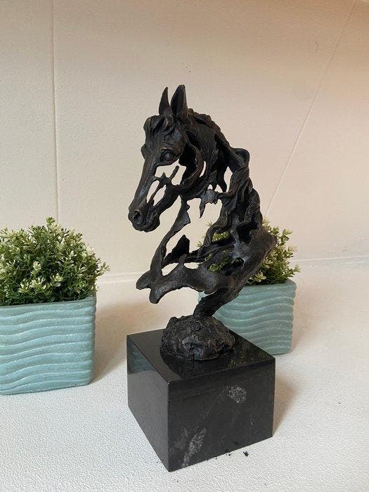 Beeld, Horse Head - 42 cm - Brons, Marmer, Antiek en Kunst, Curiosa en Brocante