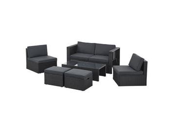 Veiling - Polyrotan Loungeset / Tuinset Salou - Zwart, Tuin en Terras, Nieuw