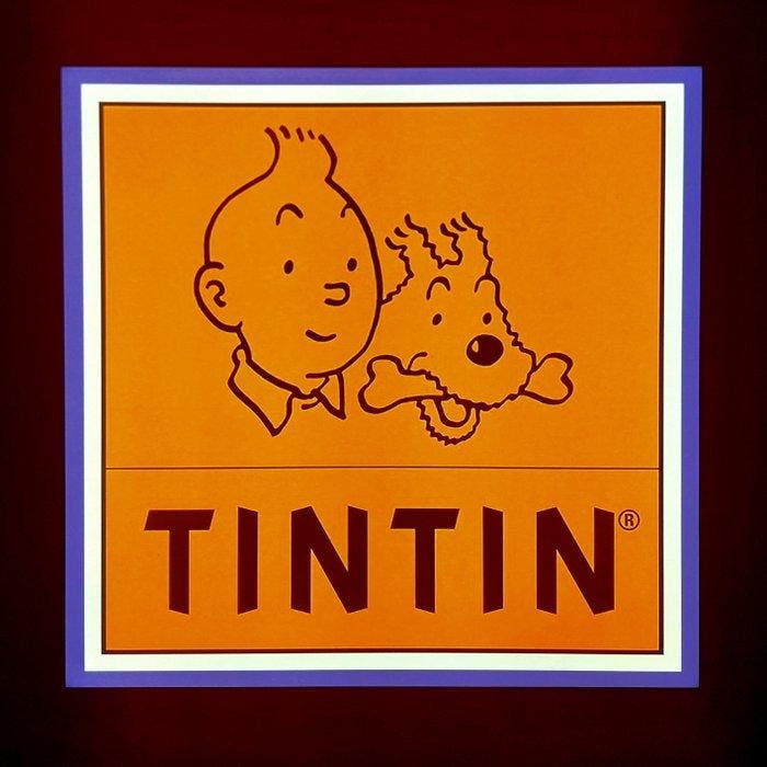 Lichtbord - Boutique Tintin - Lichtreclame - Aluminium,, Livres, BD