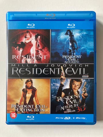 RESIDENT EVIL COLLECTION 1-4 (2D + 3D) (BLURAY), Cd's en Dvd's, Gebruikt