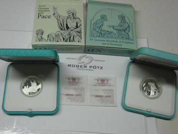 Vatikan 5 en 10 Euro zilver 2013 Weltfriedenstag zilver P..., Verzenden, België