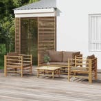 vidaXL 5-delige Loungeset met kussens bamboe taupe, Verzenden, Nieuw, Loungeset