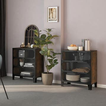 vidaXL Opbergkasten 2 st 72x36x82 cm metaal en MDF rustiek, Huis en Inrichting, Verzenden, Nieuw
