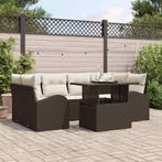 vidaXL Tuinbank Set met kussen met opslag 7 pcs Bruin Poly, Verzenden, Nieuw