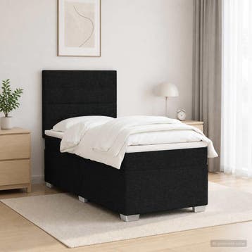 vidaXL Boxspringbed met matras met hoofdeinde Zwart 90 x 200, Verzenden