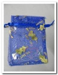 Cadeauzakje giftbag Organza I Love You Blue 7x9 cm